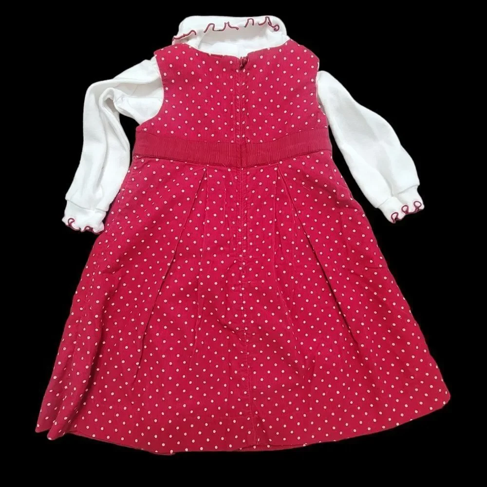 Red corduroy polka-dot dress